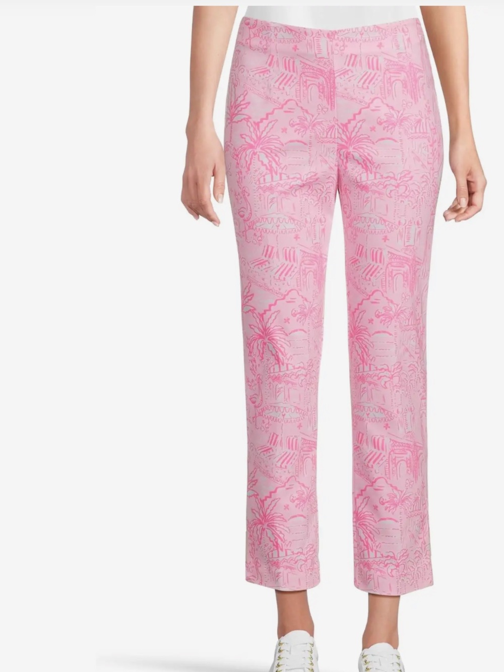 Lilly Pulitzer Nancee Pink Tropical Print Crop Pants-Plus Size